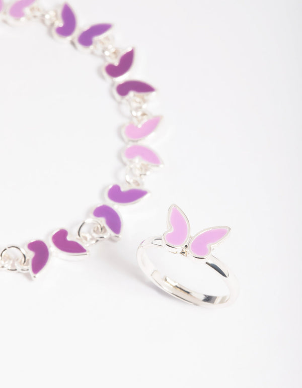 Kids Butterfly Bracelet and Ring Set