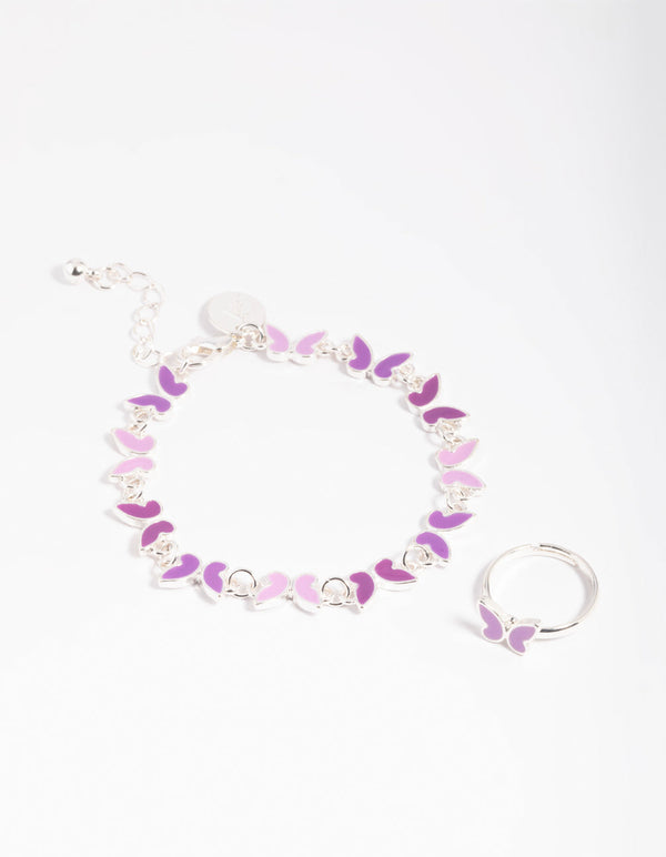 Kids Butterfly Bracelet and Ring Set