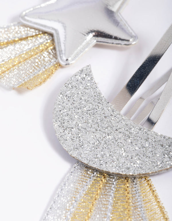 Kids Silver Celestial Snap Clips
