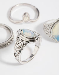 Antique Silver Moonstone Ring Stack Pack - link has visual effect only
