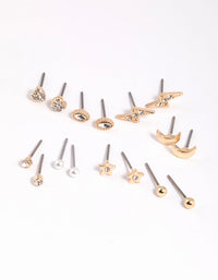 Gold Celestial Pearl Stud Earring Pack - link has visual effect only