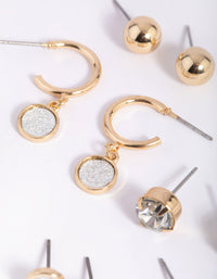 Gold Glitter and Pearl Stud Earring Pack - link has visual effect only