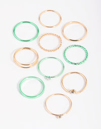 Gold and Green Metallic Ring Stack Pack - link has visual effect only