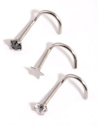 Surgical Steel Star and Diamante Nose Stud Pack - link has visual effect only