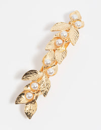 Gold Leaf and Pearl Barette Clip - link has visual effect only