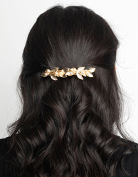 Gold Leaf and Pearl Barette Clip - link has visual effect only