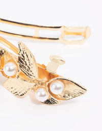 Gold Leaf and Pearl Barette Clip - link has visual effect only