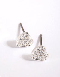 Silver Cubic Zirconia Layered Heart Necklace and Earrings Set - link has visual effect only