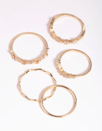 Gold Cubic Zirconia Delicate RIng Stack Pack - link has visual effect only