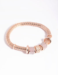 Rose Gold Mixed Charm Stretch Bracelet - link has visual effect only