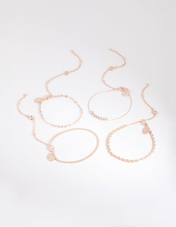 Set van roségouden kralenarmband en enkelbandje
