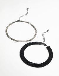 Black Diamante Choker Necklace Set - link has visual effect only