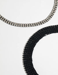 Black Diamante Choker Necklace Set - link has visual effect only