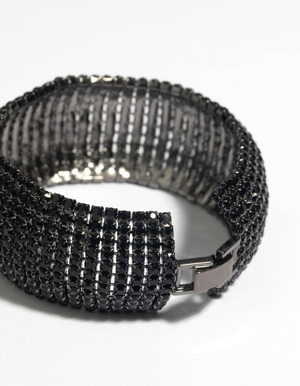 Matte Black Diamante Statement Bracelet