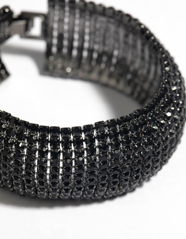 Matte Black Diamante Statement Bracelet