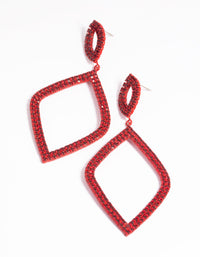 Matte Red Diamante Drop Earrings - link has visual effect only