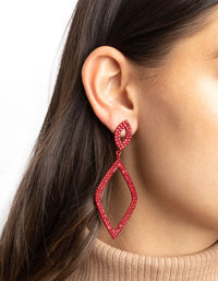 Matte Red Diamante Drop Earrings - link has visual effect only