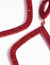 Matte Red Diamante Drop Earrings - link has visual effect only