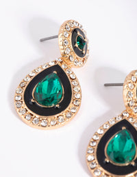 Green Diamante Teardrop Earrings - link has visual effect only