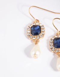 Gold Diamante and Pearl Drop Earrings - link has visual effect only