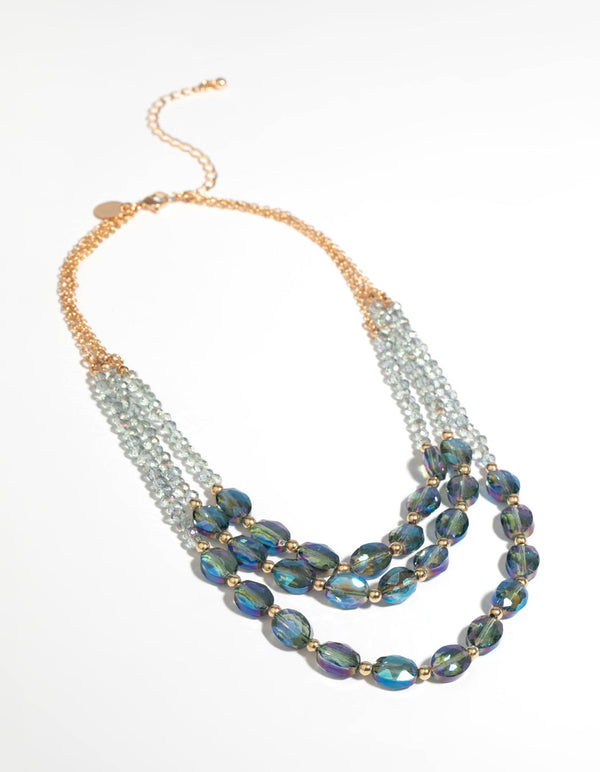 Blue Beads Layered Necklace