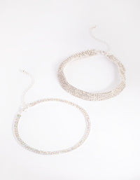 Silver Diamante Choker Pack - link has visual effect only