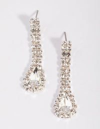 Silver Teardrop Diamante Statement Necklace and Earrings Set - link has visual effect only