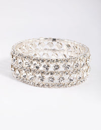 Silver Diamante Statement Stretch Bracelet - link has visual effect only