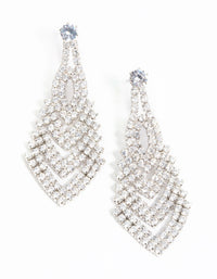 Rhodium Cubic Zirconia V Drop Earrings - link has visual effect only