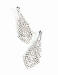Rhodium Cubic Zirconia V Drop Earrings - link has visual effect only