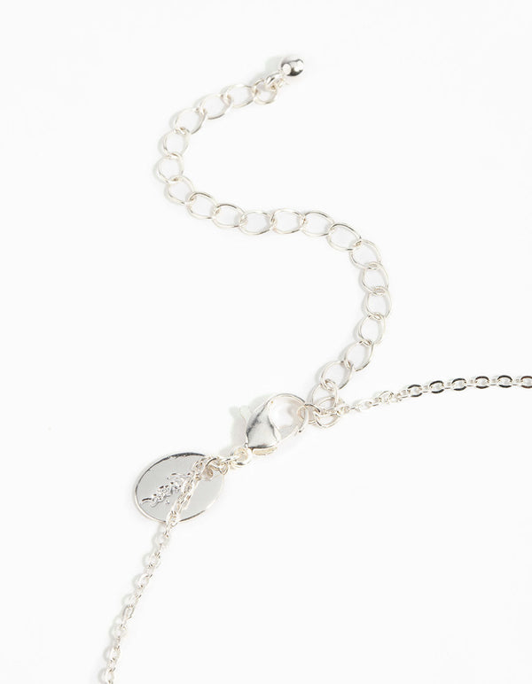 Silver Cubic Zirconia Heart Necklace and Earrings Set