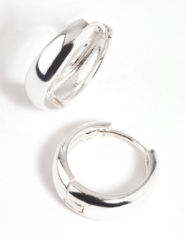 Silver Tube Huggie Hoop Earrings