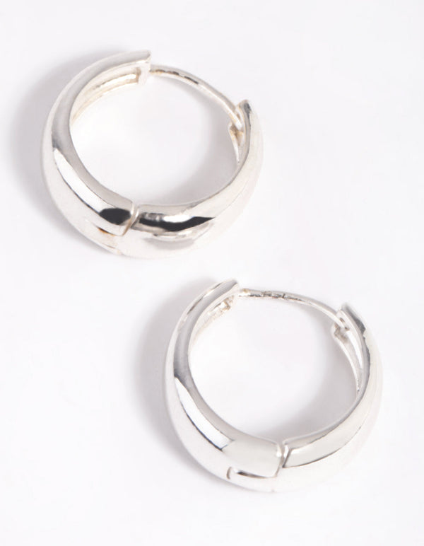 Silver Tube Huggie Hoop Earrings