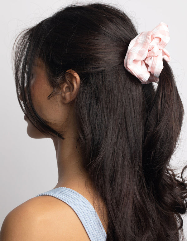 Blush and White Check Scrunchie