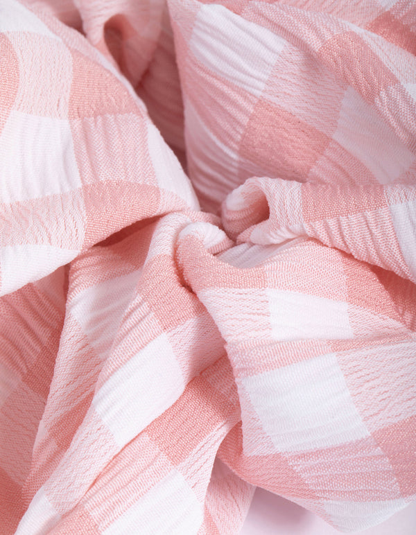 Blush and White Check Scrunchie