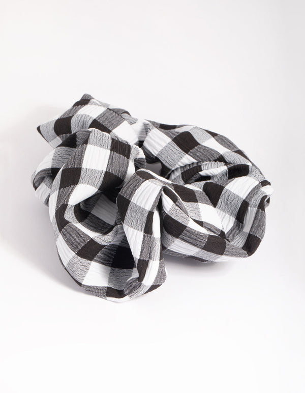 Zwart-wit geruite scrunchie