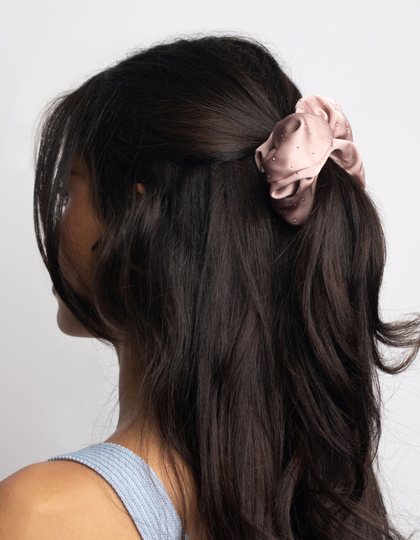 Blush Diamante Scrunchie