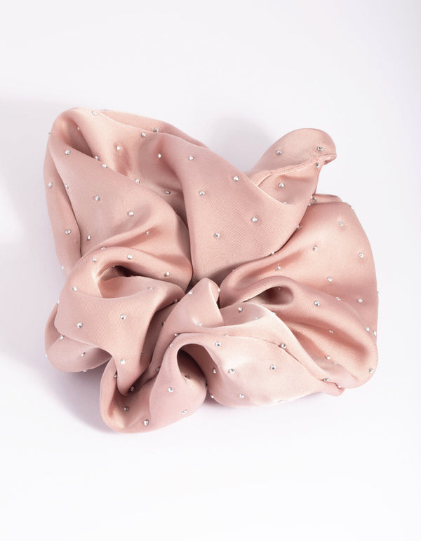 Blush Diamante Scrunchie
