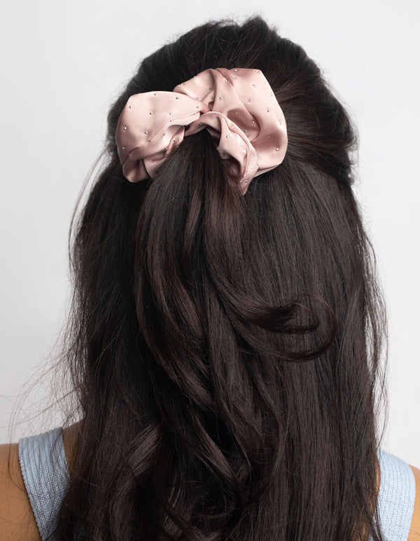 Blush Diamante Scrunchie