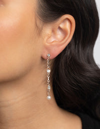 Rose Gold Diamante Chain Drop Earrings - link has visual effect only