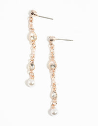 Rose Gold Diamante Chain Drop Earrings - link has visual effect only