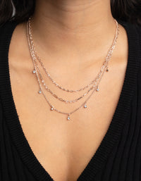 Roségouden gelaagde ketting met bedel - link has visual effect only