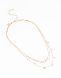 Roségouden gelaagde ketting met bedel - link has visual effect only