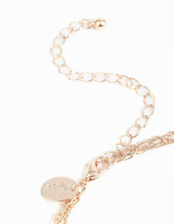 Roségouden gelaagde ketting met bedel