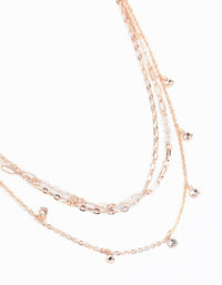 Roségouden gelaagde ketting met bedel - link has visual effect only