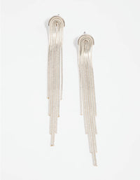 Silver Waterfall Diamante Drop Earrings - link has visual effect only