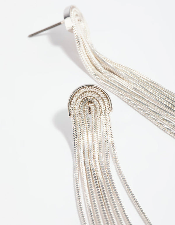 Silver Waterfall Diamante Drop Earrings