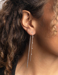 Rhodium Floating Diamante Chain Drop Earrings - link has visual effect only