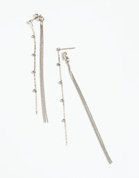 Rhodium Floating Diamante Chain Drop Earrings - link has visual effect only