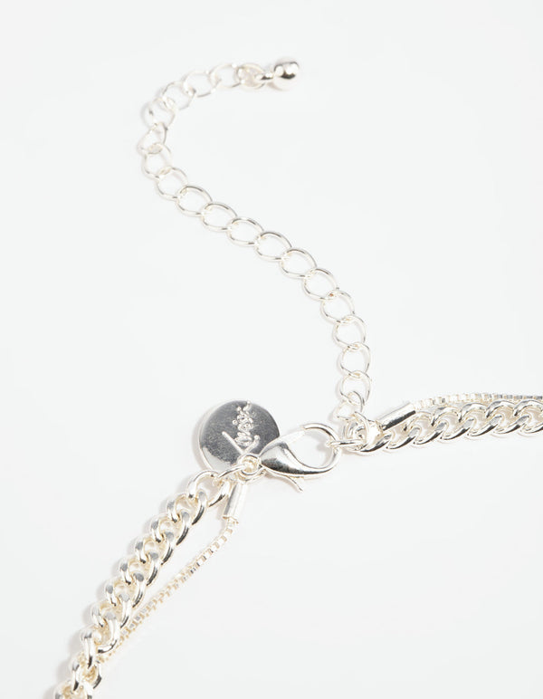 Silver Toggle Layered Necklace